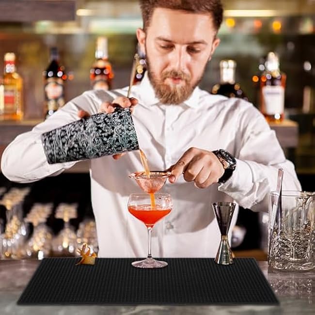 cobee Coffee Bar Mat 18x12Inch,6Pcs Silicone mats for Kitchen Counter,Service Spill Non Slip Thick Rubber Drying Mat for Glasses Countertop