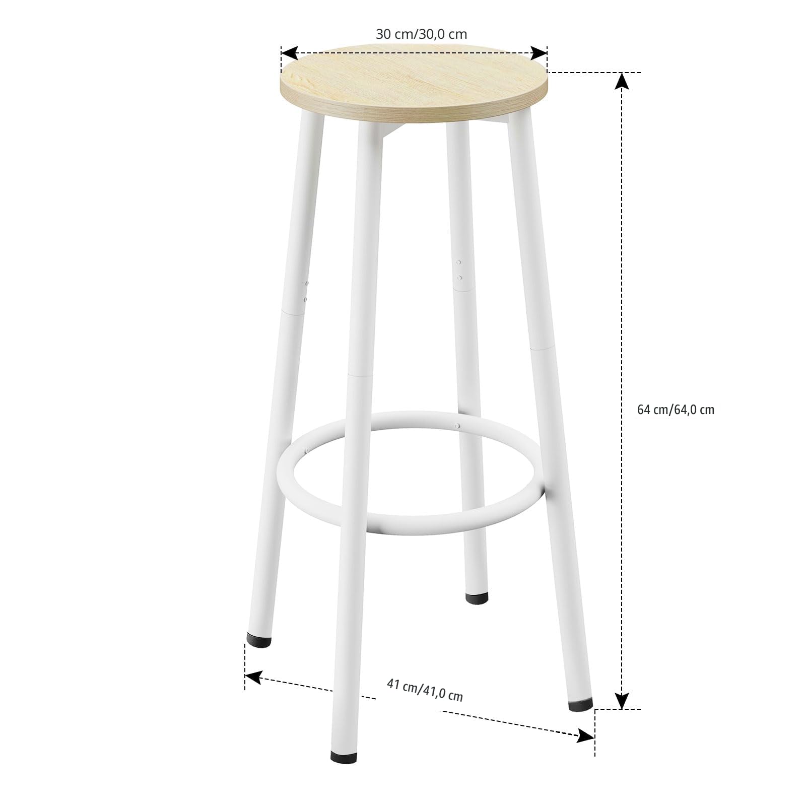YMYNY Juego de 2 Taburetes de Bar, Taburete de Encimera de Cocina con Reposapiés, Estilo Industrial, Adecuado para Cocina, Restaurante, Sala de Fiestas 30×30×64CM Color Natural HBS512R