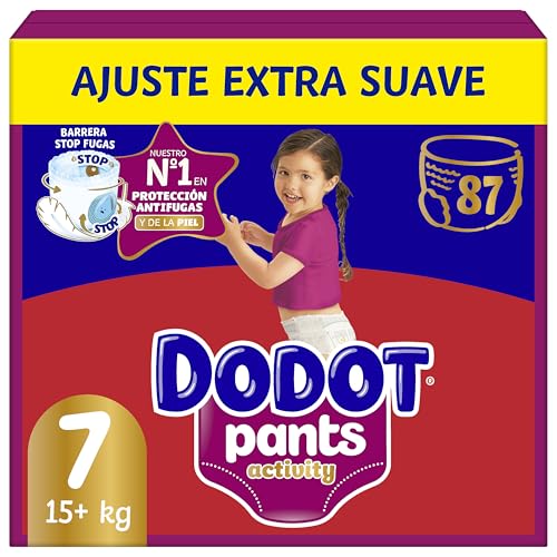 Dodot Pañal-Braguita Activity Pants, Talla 7 (17+ kg), 87 Pañales, Con Ajuste 360 anti-fugas extra suave