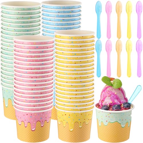 Ninehaoou 40 Pack 6 oz Ice Cream Cups with Spoons...