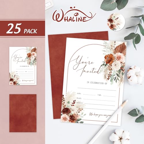 Tarjetas de invitación florales bohemias para decorar tu fiesta de Acción de Gracias 3