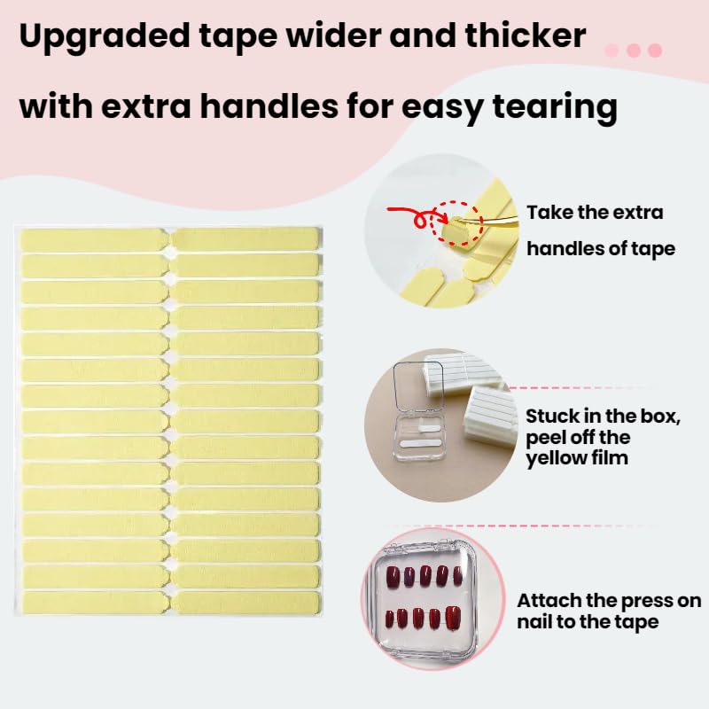 Image of 12pcs 3.4in Press on Nail Storage, 60pcs Upgrade Adhesive Double Sided Tape, 1Pc Big Storage Box, for Nail Display, False Nail Organizer Nail Case