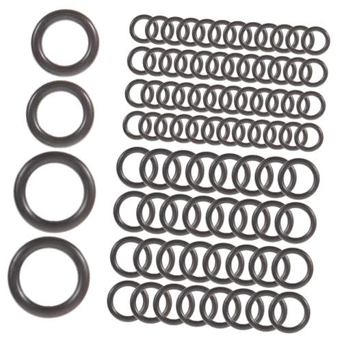 Happyyami 80 Piezas junta tórica Removedor de cutícula válvula ojales conectar juntas toricas tablas de madera junta de estanqueidad de goma kit de surtido de anillos de sello caucho Black