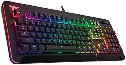 Thermaltake Level 20 RGB Black Aluminum Gaming Keyboard Razer Green Switches, 16.8M Color RGB, 32 Color Zone Options, Alexa Voice Control & Razer Chroma Sync Compatible, KB-LVT-RGBRUS-01