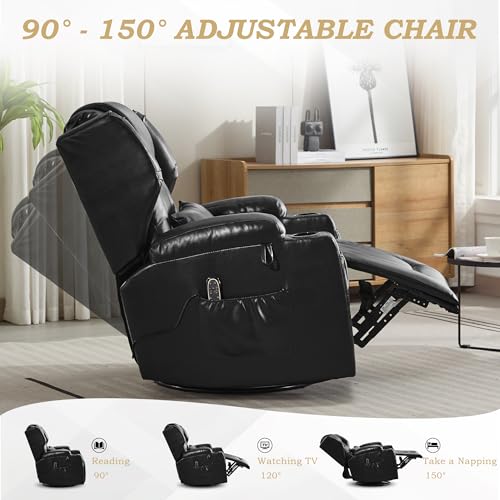 Leather-Rocker-Recliner-Chairs-for-Adults-360-Swivel-Rocking-Theater-Seating-with-Heat-and-Massage-Oversized-Single-Sofa-with-Led-Lights-for-Living-Room-BlackSet-of-2 Leather Rocker Recliner Chairs for Adults 360 Swivel Rocking Theater Seating with Heat and Massage Oversized Single Sofa with Led Lights for Living Room BlackSet of 2