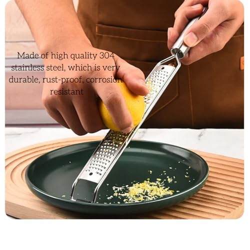 Cyoufine 13.5 inch Lemon Zester, 304 Stainless Steel Cheese Grater, Kitchen Tool Metal Zester for Vegetable Fruits, Ginger, Garlic, Nutmeg, Chocolate, Citrus, Lime Zesters & Grater.