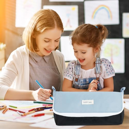 Image of Pencil Case Large Capacity Pencil Pouch Pen Bag with Big Compartment, Foldable Pencil Bags with Zipper Pencil Pouch, Student Pencil Case Stationery Bag for Girls and Boys Teen Adults Women Men (Gray)