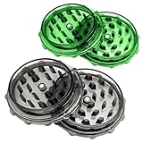 OWLSTEM 2-PACK 3 inch Grinder, 2-Layer Grinder, with Magnetic Lid, Compact & Portable, Suitable for Kitchen Use(Black & Green-Translucent)