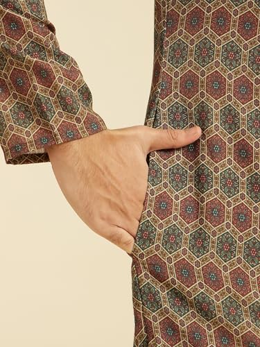 Image of DIWAS BY MANYAVAR Men's Cotton Blend Printed Kurta (1pc)
