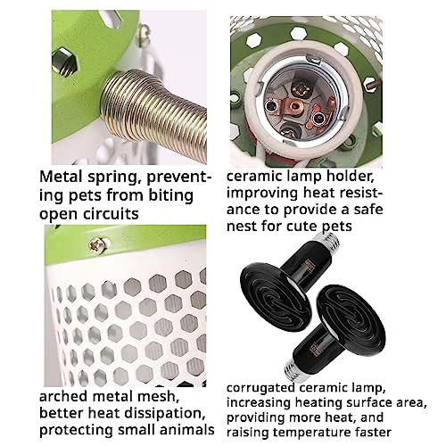 Manon Rosa Bird Cage Heater For Parakeets Chickens Parrots - Thermostatic Socket, No-Light Lamp With 2 Ceramic Bulbs thumb #2