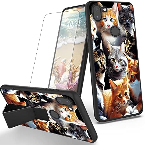 RYUITHDJP for Orbic Q10 4G Case RC609L Cute Cats Theme with Screen Protector Detachable Stand Phone Case for Orbic Q10 4G LTE Case Soft TPU Stylish Protective Cover