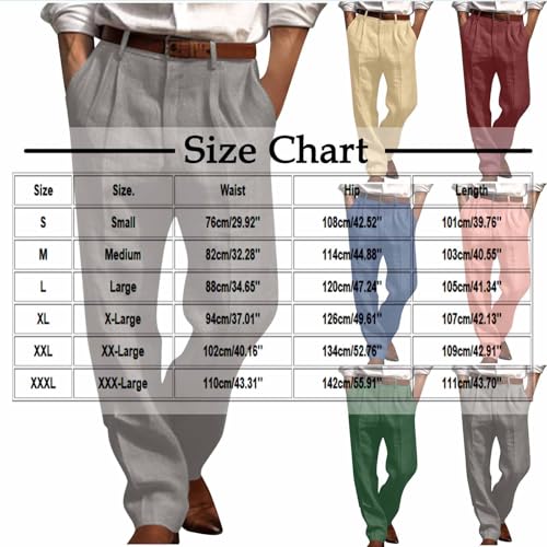 Mens Linen Dress Pants Relaxed Fit Straight Leg Casual Pleated Slacks Fall Summer Lightweight Cotton Beach Slacks3