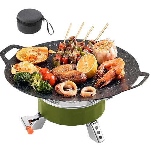 Hornillo de camping para camping, compacto para cocinar y – Quemador plegable de 6800 W con regulación de la temperatura, accesorios de cocina, equipamiento exterior para pesca