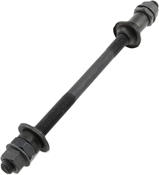 Bike Axle 190MM Bicycle Multiple Speed Rear Hub Axle 3/8 Inch Black 26 TPI Hub Shaft Conical Lock Nut Washer Kit - 1PCS