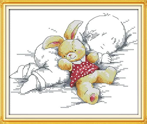 Amiiba Kit de broderie au point de croix estampillé, bébé garçon endormi 11 ct 34,8 x 26,9 cm (bébé)