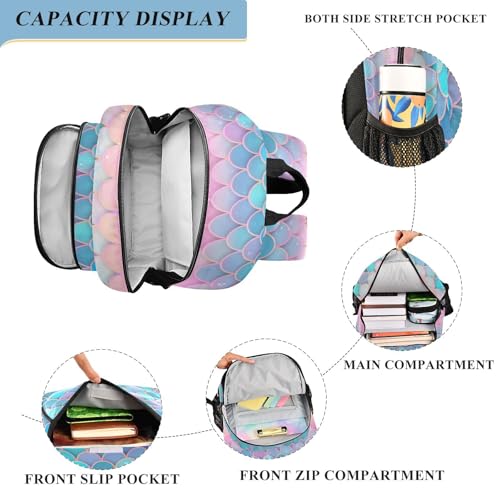 Sac à dos ordinateur portable écailles sirène rose bleu bagage cabine PC
