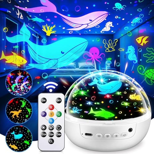 PIKOY Baby Sensory Toys 3-6 Months,93 Lighting Mode Baby Sensory Toys 6-12 Months,360° Rotate Kids Sensory Toys for Autism,Dimmable+Timer+Remote 1 Year Old Boy Gifts 1 Year Old Girl Gifts