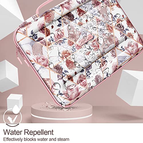 Suritch Waterproof Laptop Case, 13-13.3 Inch Laptop Sleeve Protective Bag For Macbook Pro, Macbook Air, Notebook Computer, Pink Floral Slim Briefcase Handbag For Women-Rose Marble #TOP2