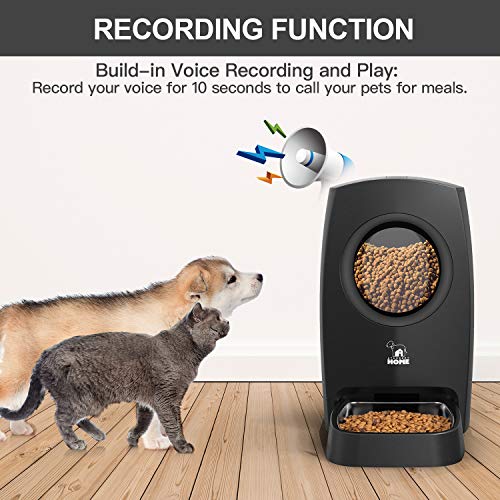 HICTOP Automatic Pet Feeder | Auto Cat Dog Timed Programmable Food Dispenser Feeder for Medium Small Pet Puppy Kitten - Portion Control Up to 4 Meals/Day M30 6L(Black)