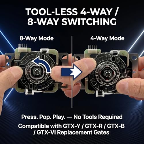 Image of SANWA JLX2-TP-8YT 2nd Gen Arcade Joystick w /Black Ball Top & 5-Pin Harness - Ultimate JLF Upgrade & Successor | POM Base, X-Shaped Washer, GT-8X Gate | 4 & 8 Way Fighting Game Lever