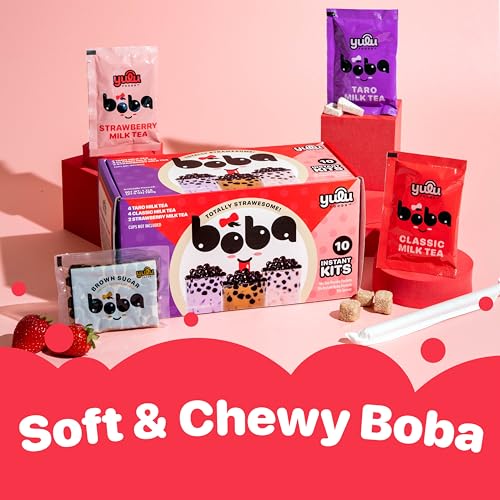 Boba Tea Bundle – Reusable Leakproof Boba Cup (500ml) + 10-Serving Instant Bubble Tea Kit with Tapioca Pearls (Classic, Taro, Strawberry) – Ready in 1 Min, Includes Straws - Image 5
