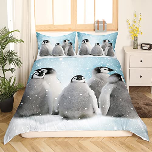Homemissing Pingouin Housse de Couette Mignon Pingouin Parure Housse de Couette Drôle Animal Parure de Lit 240x260cm pour Enfants Adultes Mignon Motif Animal...