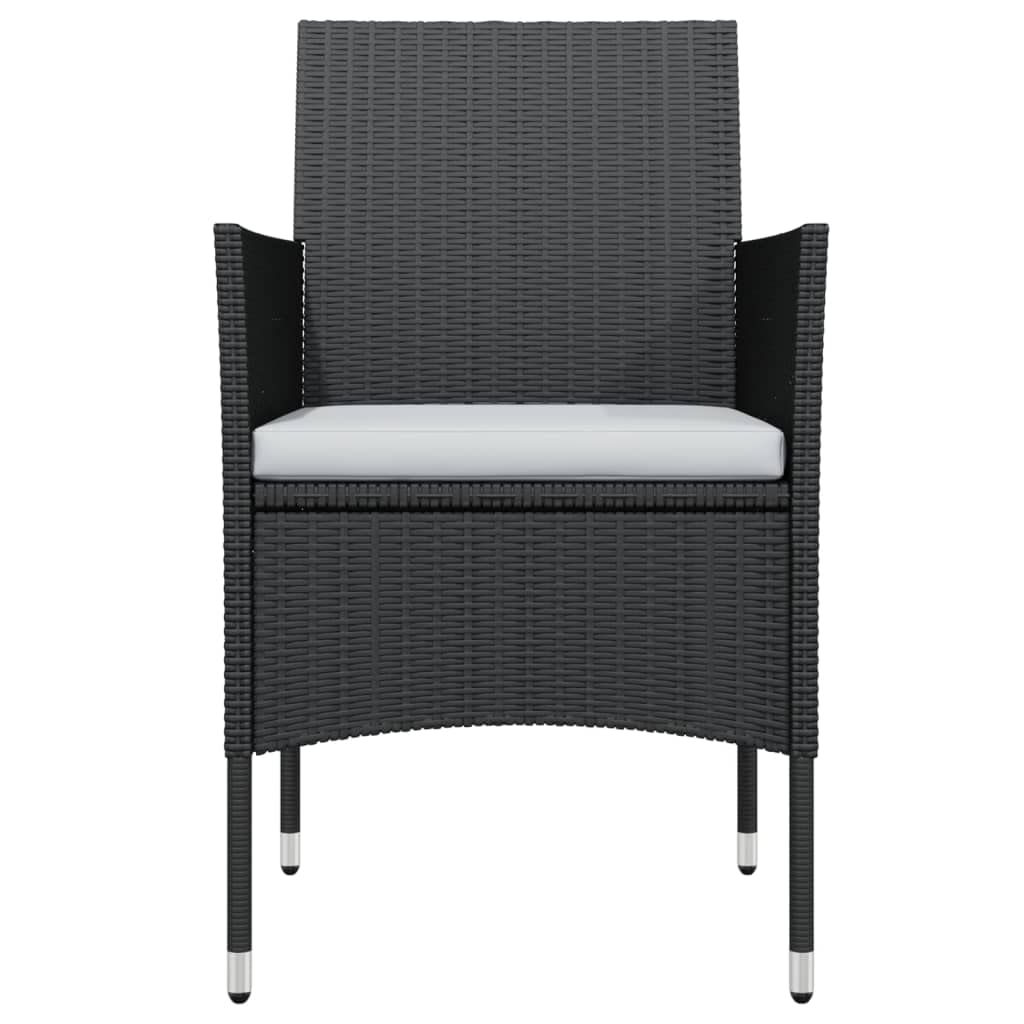 7-TLG. Set da pranzo da giardino nero con cuscino, in rattan PE impermeabile, telaio in acciaio, tavolo da pranzo e 6 comode sedie per terrazza, balcone