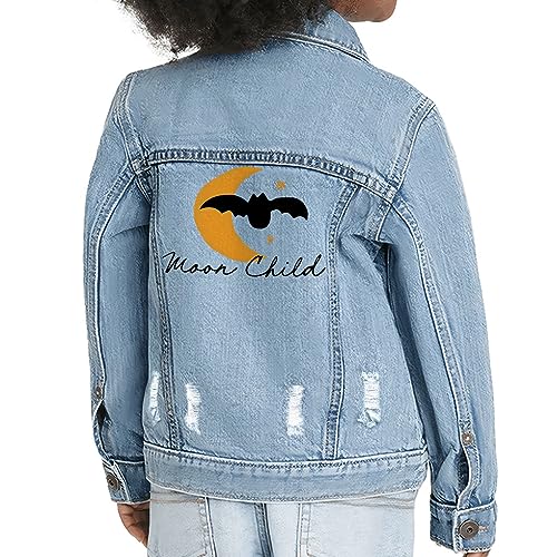 Moon Child Toddler Denim Jacket - Cute Moon Print - Moon Design Clothing