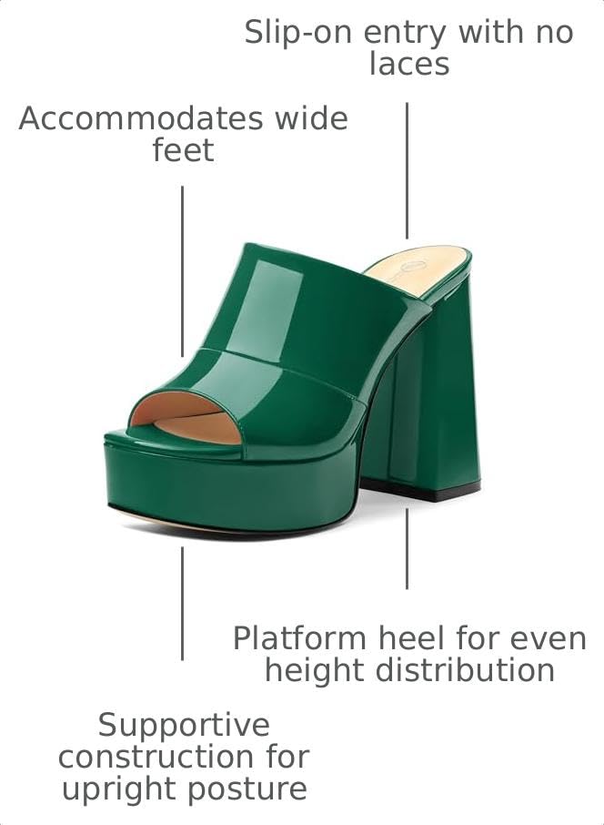 Image of Women Square Open Toe Platform Chunky Heel Slide Sandals