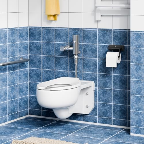 Commercial Heavy Duty Open Front Toilet Seat Without Cover Will Never Loosen and Reduce Call-Backs,Public Toilet Lid Elongated Safe, for Office,Church,Hospital(White 18.5")