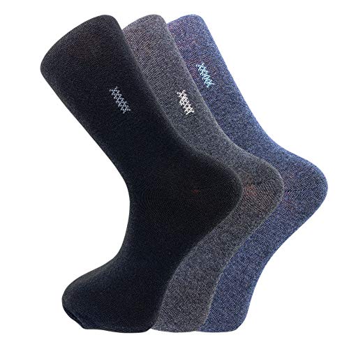 AWS/American Made Cotton Crew Dress Socks for Men 3 Pairs Casual Solid Socks Size 10-13