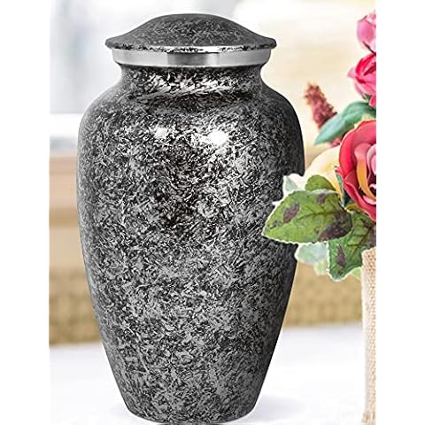 Urn for Human Ashes Pewter Large - A Beautiful and Humble Urn for Your Loved Ones Remains. This Lovely - Urn Will Bring You Comfort Each Time You See It, Size 10x6.75 inch-Grey/Black Patina Cover