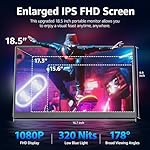 Portable Monitor 18.5 inch 1080P FHD 100Hz 125% sRGB HDMI USB-C Large Portable Monitor for Laptop MacBook Xbox PS4/5, Travel Monitor with Kickstand, VESA Compatible - Image 3