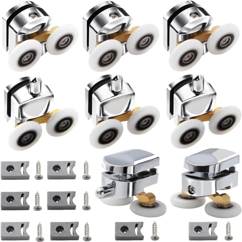 BBjinronjy Shower Door Rollers, Slower Cubicle Rollers for Sliding Doors 23 Mm (8 Pieces), Modern Style, Chrome Finish