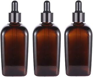 3 Pcs 100ml Amber Glass Dropper Bottles with Glass Eye Droppers Empty Square Brown Glass Dropper Bottles Tincture Bottles Cosmetic Sample Container for Essential Oils Perfume Fragrances