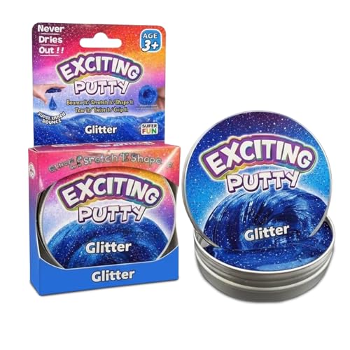 Glitter Putty 2 x Squeezable Exciting Putties Non-Toxic Long Lasting Non-Drying Stress Relief Hand Exercise Science Learning & Fun for Kids