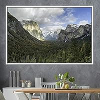 Framed Canvas Wall Art Mountainscape Aerial Dramatic Landscape Mountain Top Multicolor Photography Realism Rustic Warm - 16x24 inches