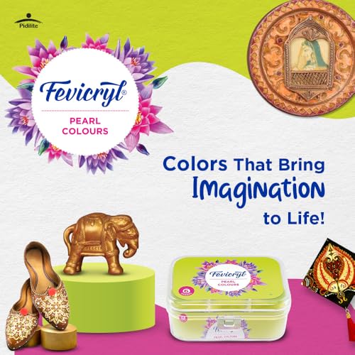 Fevicryl Acrylic Colours Pearl Kit | 6 Colours x 10 ml | DIY Paint, Rich Pigment | Multicolour & Multi-Surface | Non-Cracking Paint for Canvas, Wood, Leather, Earthenware, Metal - Image 2