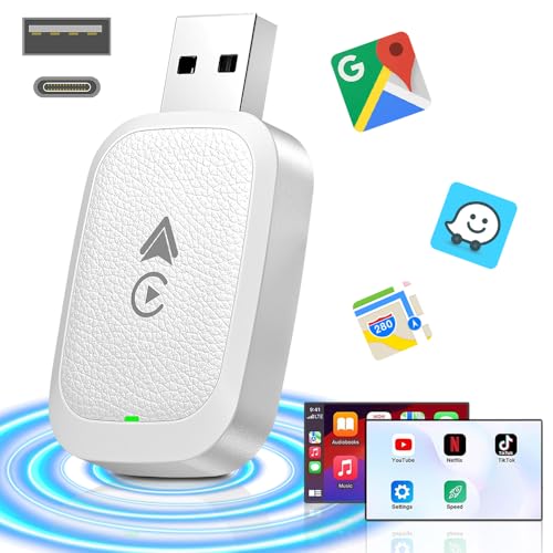 Adaptateur CarPlay sans fil 5.0 GHz blanc en format clé USB