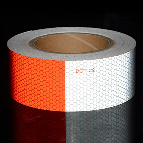 Brightplus DOT-C2 Reflective Tape, Auto Car Motorcycle Trailer Truck Caution Reflectors,11'' Red and 7'' White Adhesive Safety Warning Tape (2" x30') (22.5m)