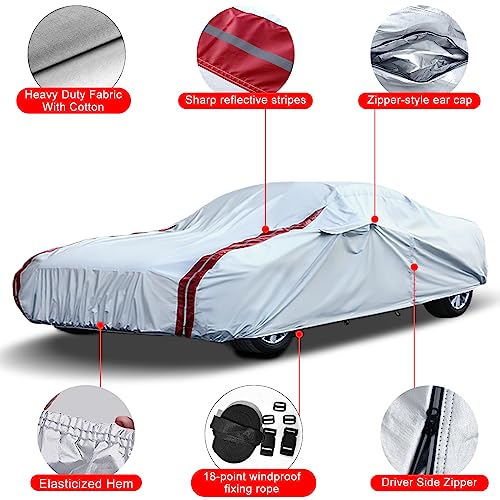 Image of Waterproof Car Covers Replace for 1984-1996 Corvette C4, 6 Layers All Weather Custom-fit Car Cover with Zipper Door & 18 Ponit Windproof Bands for Snow Rain Dust Hail Protection