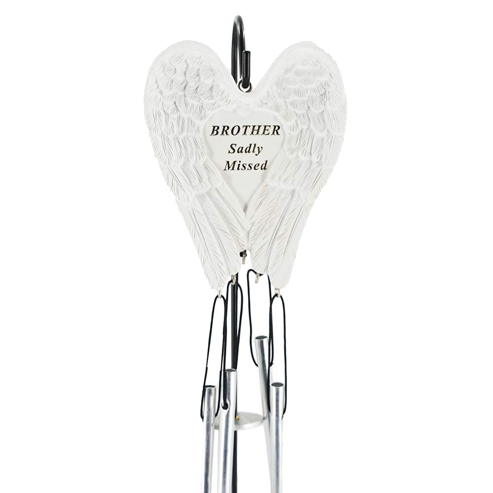 Angraves White Brother Sadly Missed Guardian Angel Wings Graveside Memorial Wind Chime