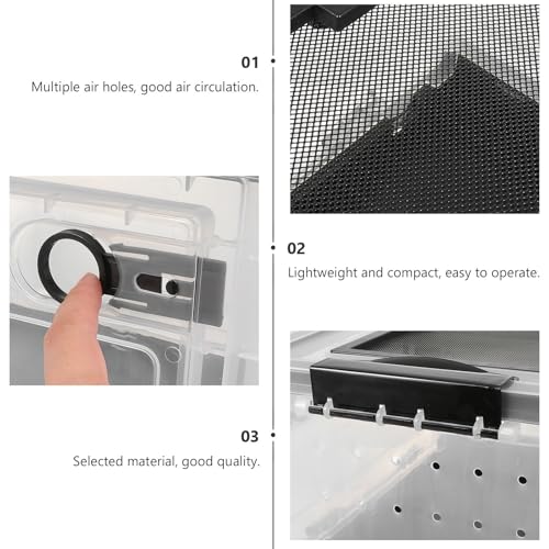 Jaula para hámster negra con ventilación y apertura frontal de plástico compacto 8