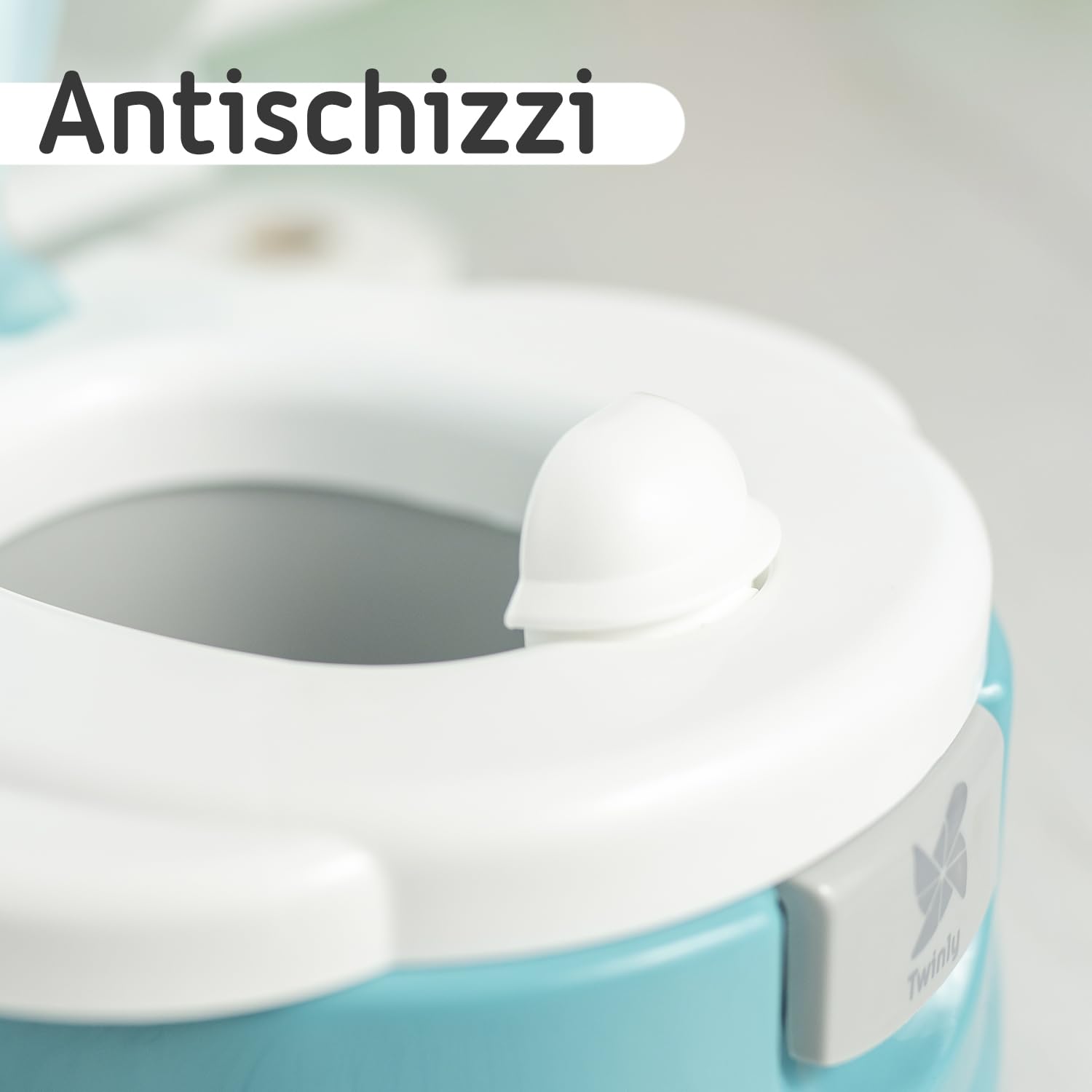 Twinly Foxy Vasino Bambino per Apprendimento Propretà 3-in-1 | Water Bambini con Riduttore WC, Porta Rotolo e Sciacquone Meccanico | Ergonomico, Antiscivolo e Facile da Pulire (Azul)