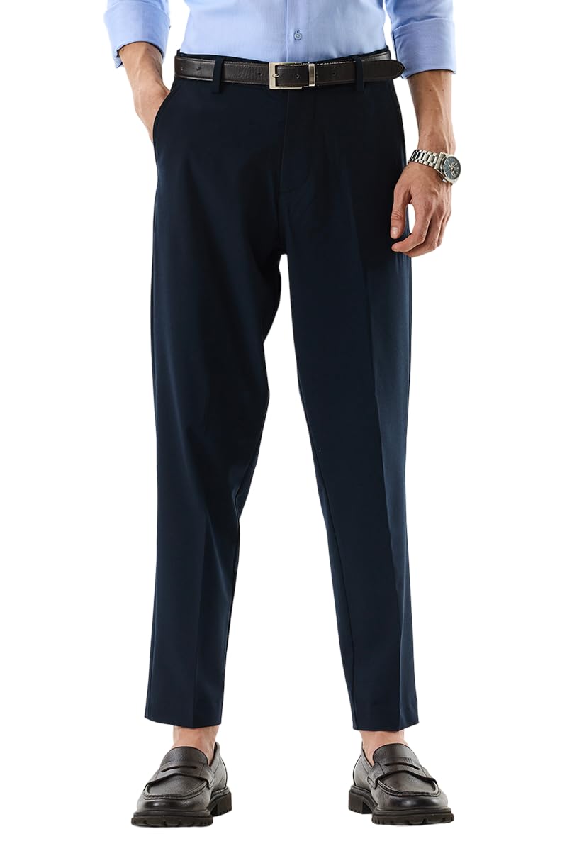snitch Men Formal Trousers | Slim Fit Pleated Front Design with Turned-Up Hem | Premium Polyester Blend & Medium Stretch Fabric for Office & Street Wear-picture-30