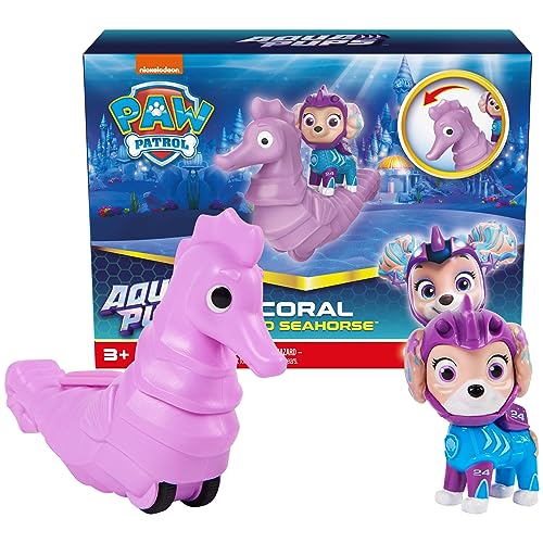 Image of Paw Patrol, Aqua Pups Coral and Seahorse Action Figures Set, Kids Toys for Ages 3 and up