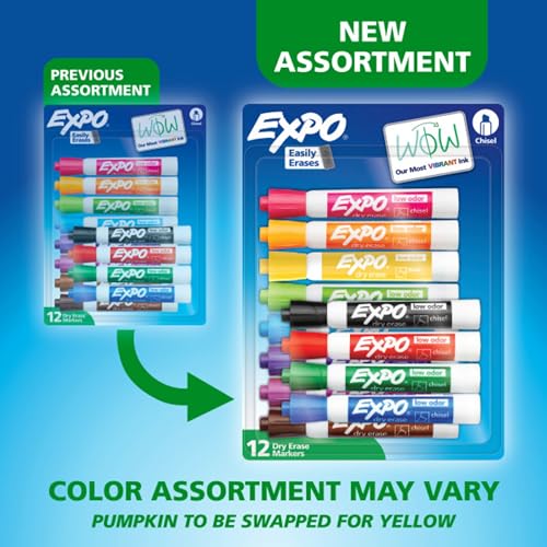 EXPO Dry Erase Markers, Low Odor Ink, Assorted Colors, Chisel Tip, 12 Count - image 2