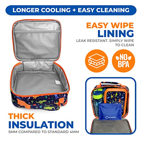 Dinosaur Lunch Box With For Boys With Ice Pack, Insulated Bag For Toddlers Kids Girls Baby Boy Daycare Pre-School Kindergarten, Container Boxes For Small Kid Snacks Lunches, Bpa Free, Blue Orange Dino #TOP1