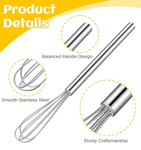 2PCS Tiny Whisk, Silver Mini Whisks for Cooking Stainless Steel, Compact Small Whisk for Eggs, Sauces & Coffee Prep, (10.5 * 1 Inch) - Image 4