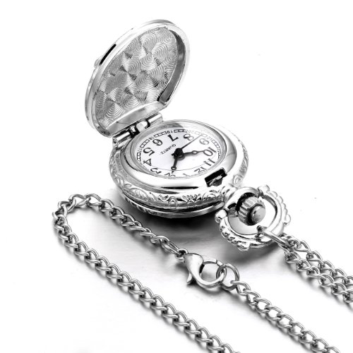 Image of JewelryWe Vintage Pocket Watch Cool Gear Steampunk Retro Pendant Necklace Watches for Men Women Halloween Costumes Daily and Office